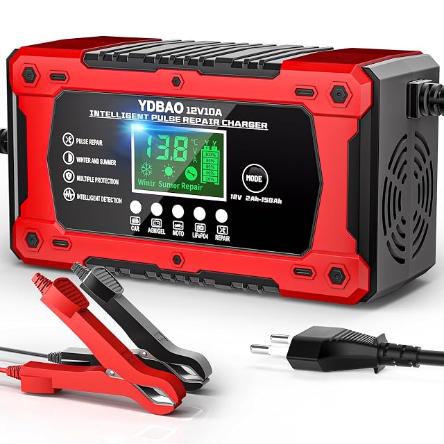YDBAO 10 A car battery charger with LCD display